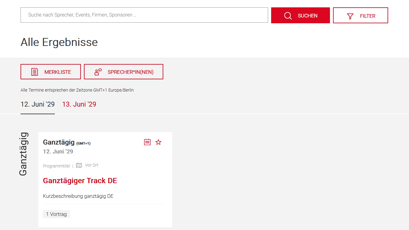 Screenshot eines Konferenzprogramms