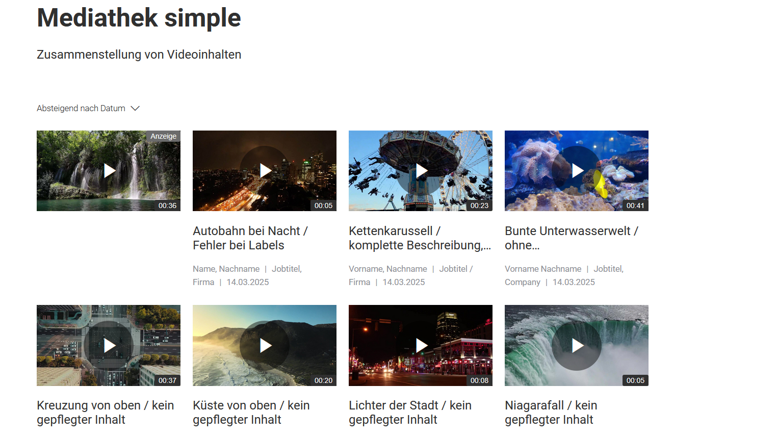 Screenshote einer Mediathek Simple