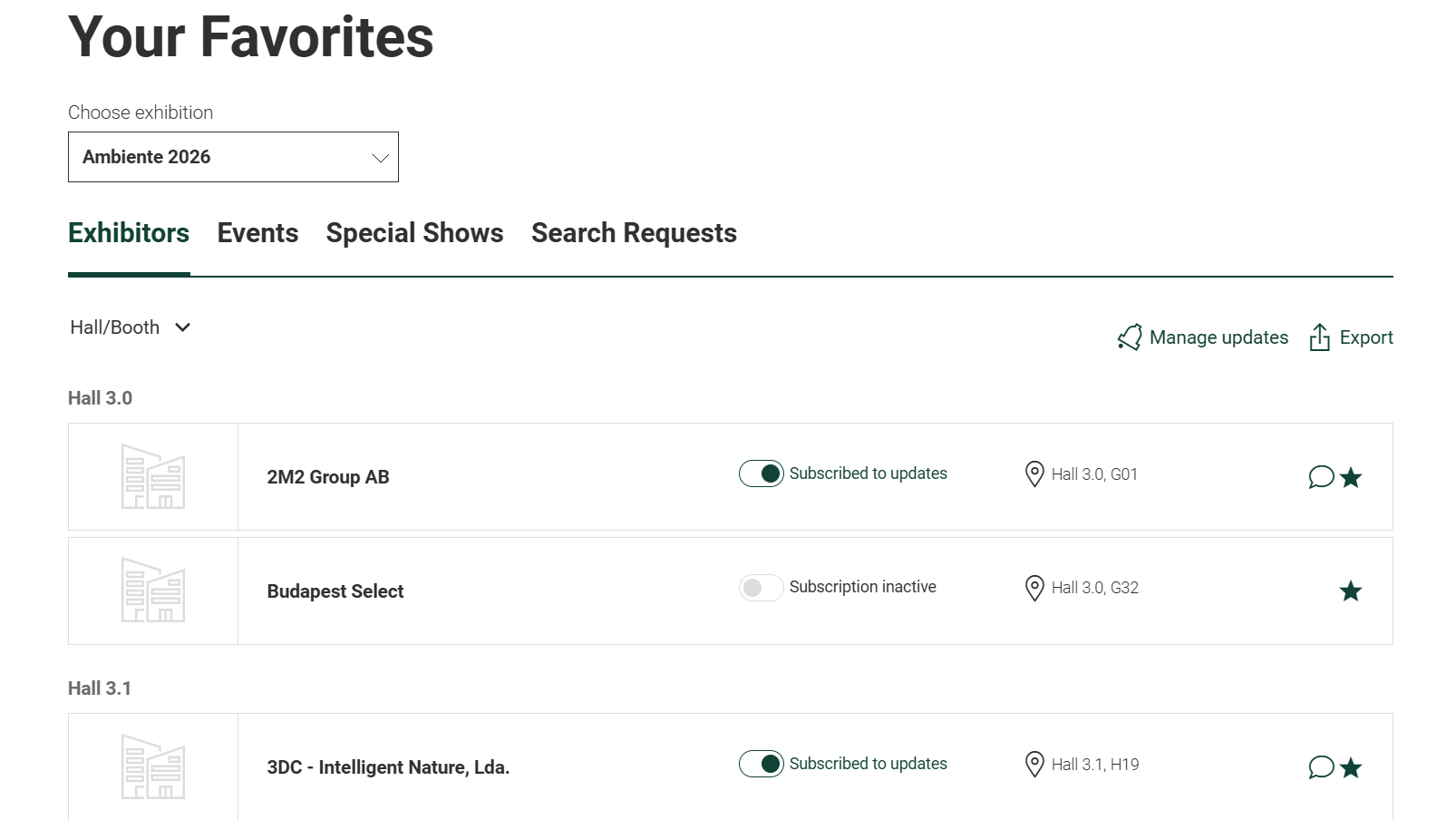 Screenshot Watch list Ambiente