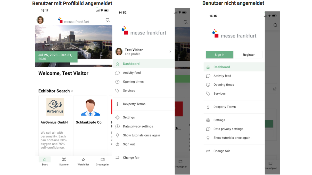 Grafik Hamburger Button in der Navigator App