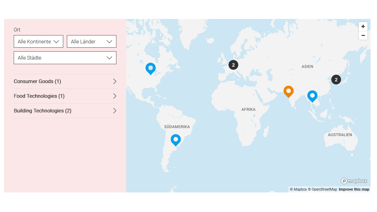 Screenshot Interaktive Weltkarte